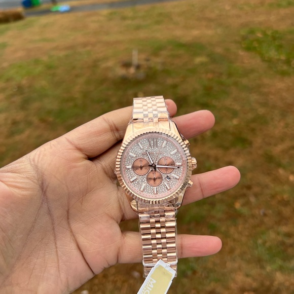 MICHAEL KORS LEXINGTON unisex WATCH ROSE GOLD jubilee bracelet - Picture 11 of 12